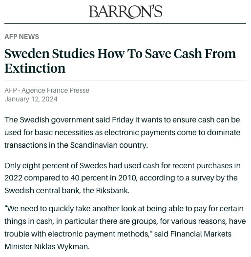 Even the Swedish Government is Acting to Stop “Cashless”! - Image 1