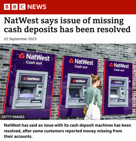 It is Simply NOT Acceptable for Cash Deposits to Go Missing! - Click here to view this entry