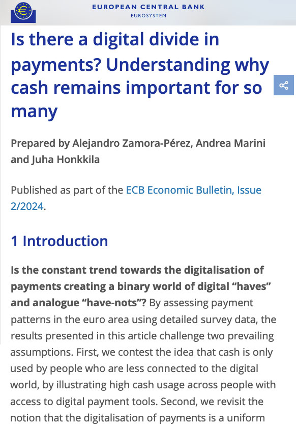 The European Central Bank Confirms that Many People are CHOOSING to Use Cash! - Click here to view this entry