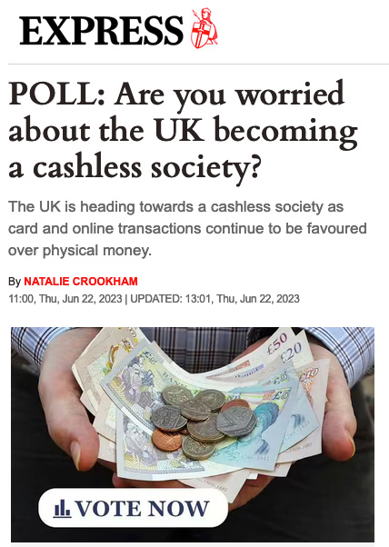 Express - POLL: Are you worried about the UK becoming a cashless society? - Click here to view this entry