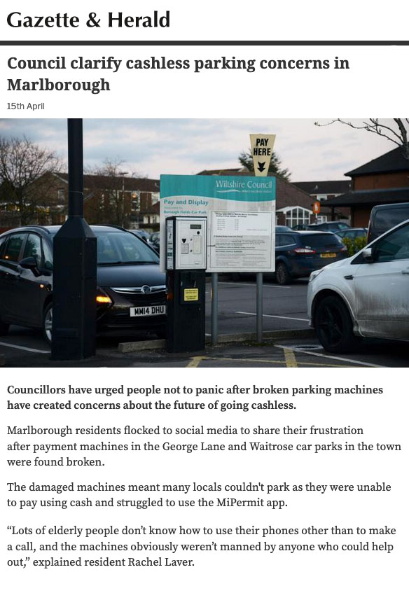 Wiltshire Council Confirms “Cashless” Parking Will NOT Be Imposed! - Click here to view this entry