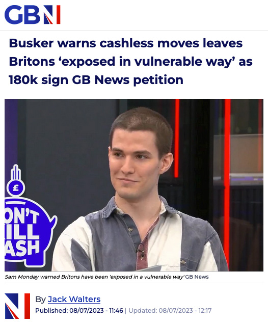 GBNews - Busker warns cashless leaves Britons ‘exposed' - Click here to view this entry