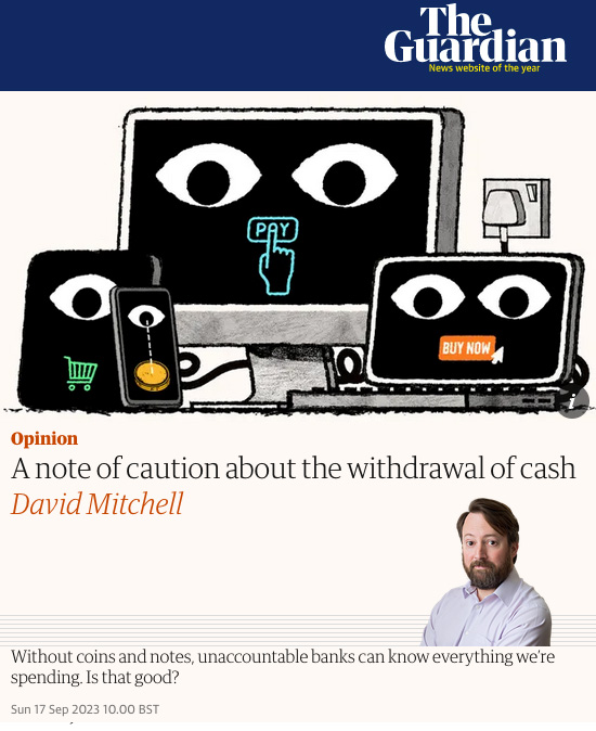 David Mitchell would NOT lie to you - "cashless" IS a terrible idea! - Click here to view this entry