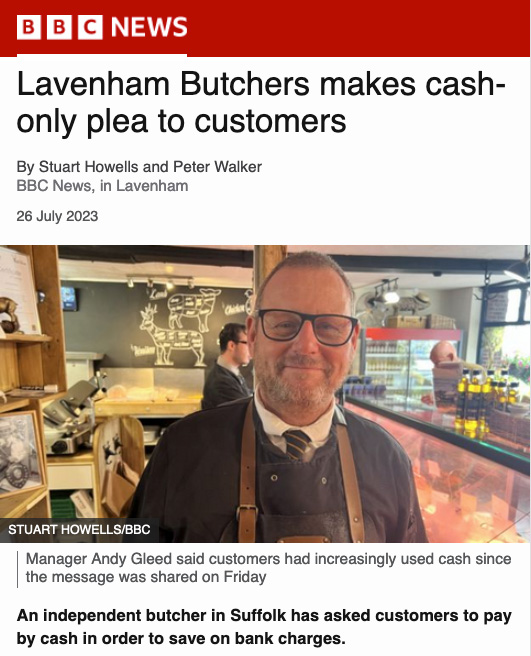 BBC: Lavenham Butchers makes cash-only plea to customers - Click here to view this entry