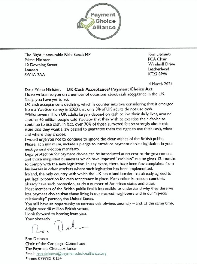 Our Chair, Ron Delnevo, has written to Prime Minister Rishi Sunak - Click here to view this entry