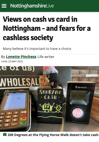 Views on cash vs card in Nottingham - Click here to view this entry