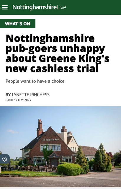 Nottinghamshire pub boycott over cash ban - Click here to view this entry