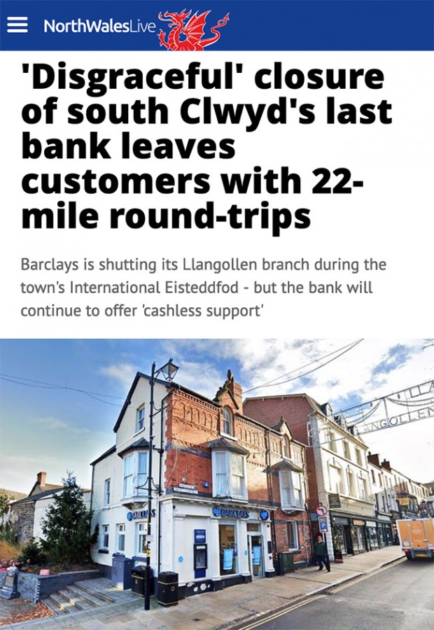 'Disgraceful' closure of south Clwyd's last bank - Click here to view this entry