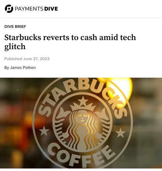 Starbucks forced to revert to cash - Click here to view this entry