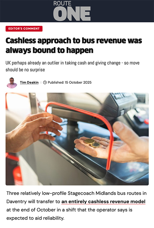 Stagecoach Must NOT Impose “Cashless”!