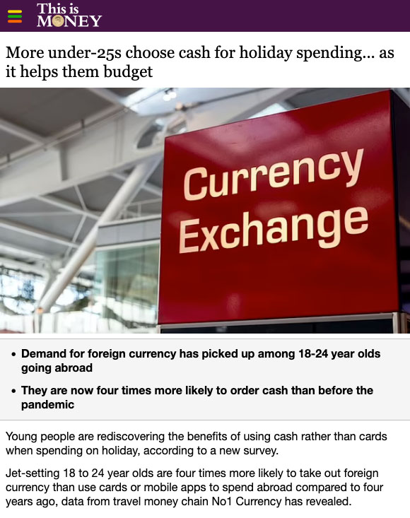 Cash Use Abroad By Under 25’s Increases! - Image 1