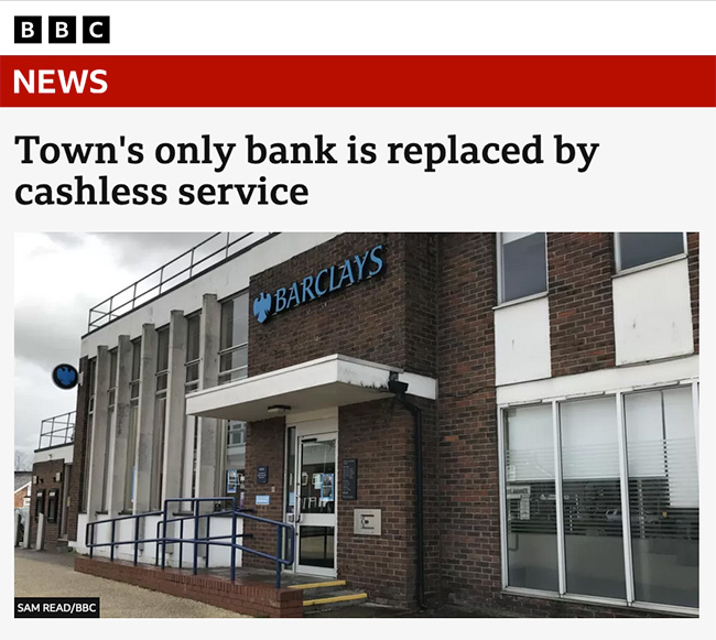 Town's only bank is replaced by cashless service - Click here to view this entry